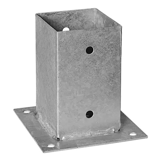 Base plana galvanizada para poste de 90x90 mm