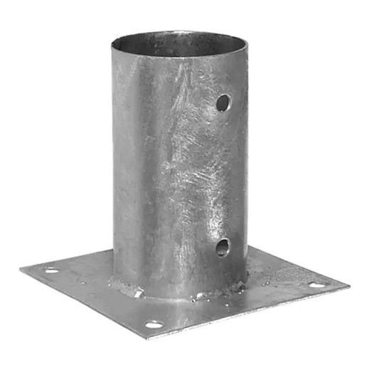 Base plana galvanizada para poste de ø100 mm