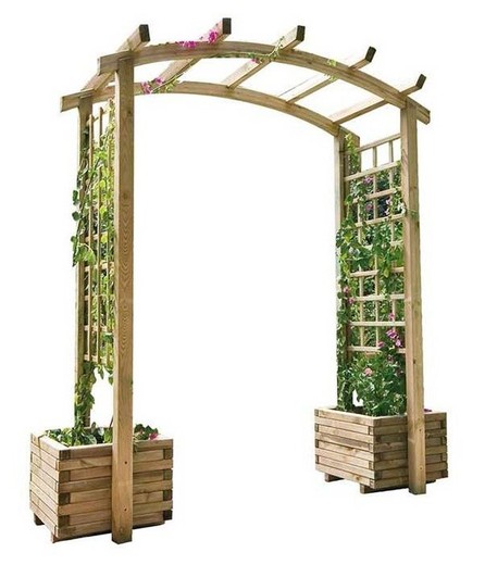 Jardinera con Arco doble de madera tratada