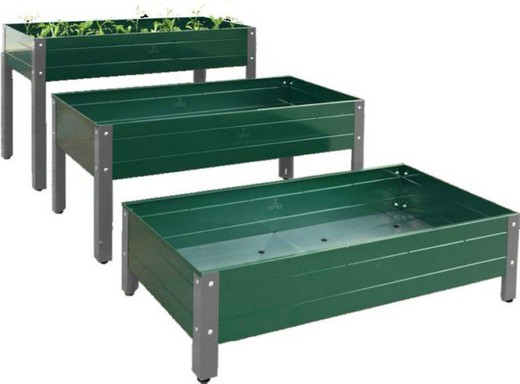 Mesa de cultivo metálica verde