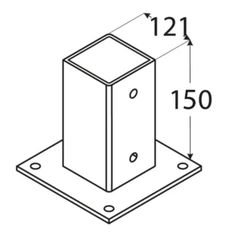 Base plana galvanizada para poste de 120x120 mm