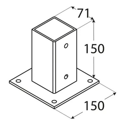 Base plana galvanizada para poste de 70x70 mm