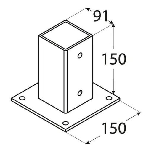 Base plana galvanizada para poste de 90x90 mm
