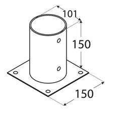 Base plana galvanizada para poste de ø100 mm