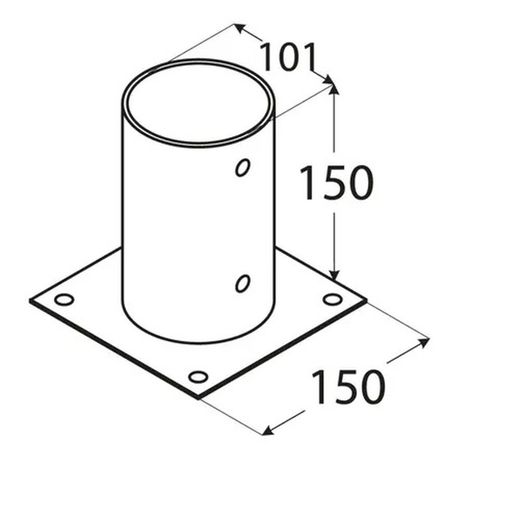 Base plana galvanizada para poste de ø100 mm