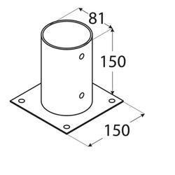 Base plana galvanizada para poste de ø80 mm