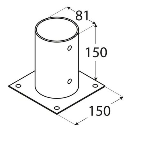 Base plana galvanizada para poste de ø80 mm