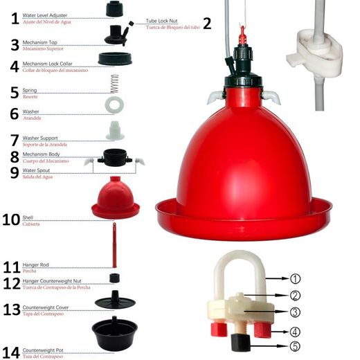 Bebedero colgante Automatico Mod. Campana para Gallinas