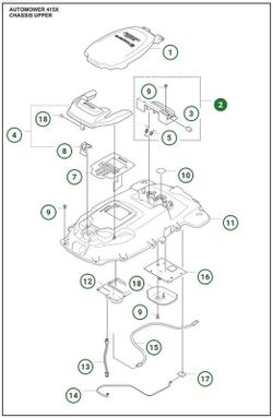 Bisagra apoyo tapa Automower 305 (2020), 310 Mark II, 315 Mark II, 405X, 415X