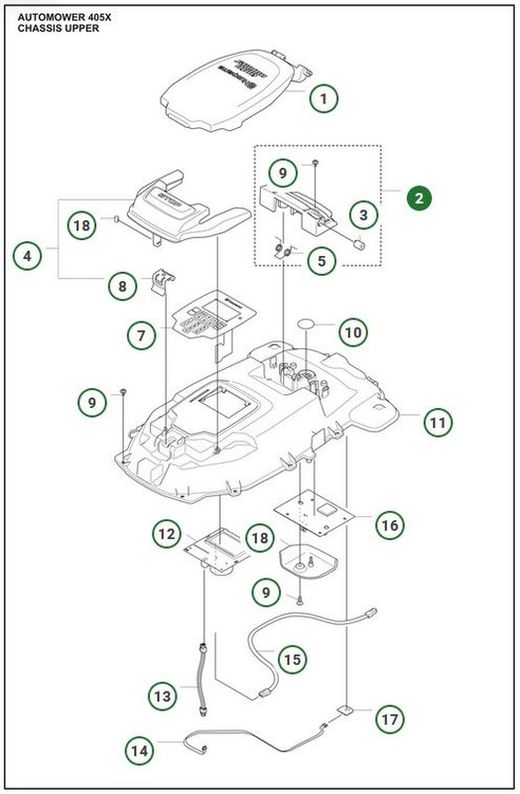Bisagra apoyo tapa Automower 305 (2020), 310 Mark II, 315 Mark II, 405X, 415X