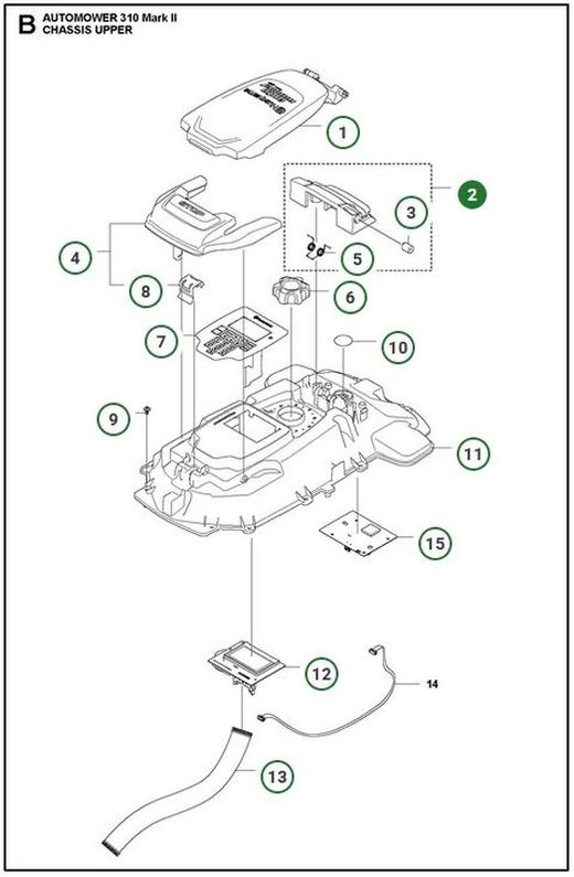 Bisagra apoyo tapa Automower 305 (2020), 310 Mark II, 315 Mark II, 405X, 415X