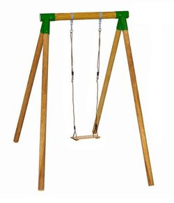 Columpio 1 plaza con postes redondos de madera tratada