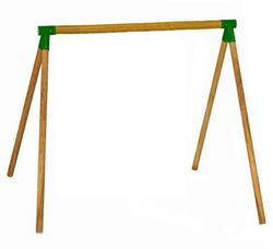 Columpio mediano de 2 plazas con postes redondos de madera tratada