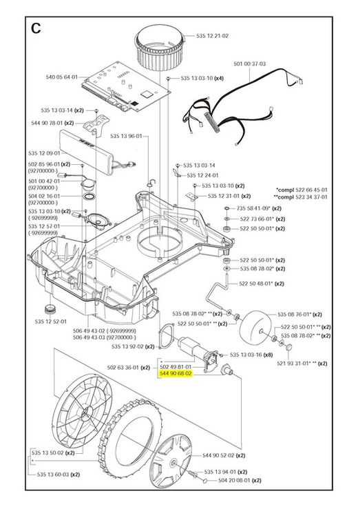 Eje motor rueda Automower 220AC y 230ACX