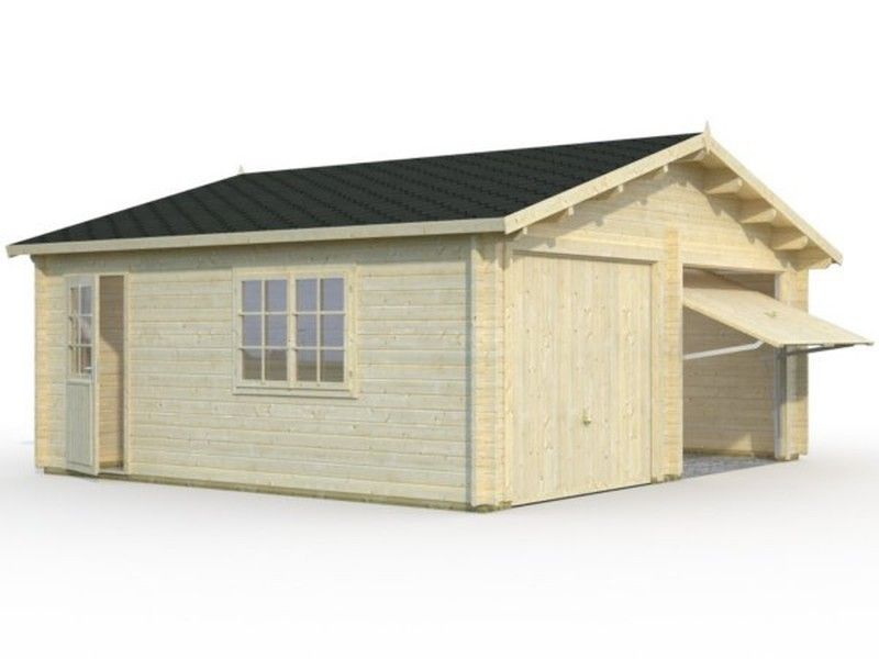 Garaje doble de madera - 28.4 m² - Puerta basculante — Ludogarden