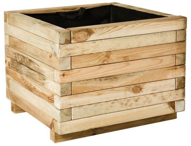 Jardinera Cuadrada grande de madera tratada — Ludogarden