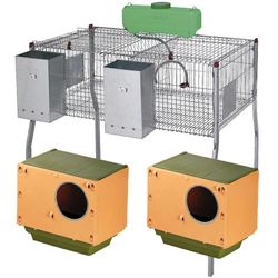 Jaula de 2 departamentos y 2 nidos para conejos