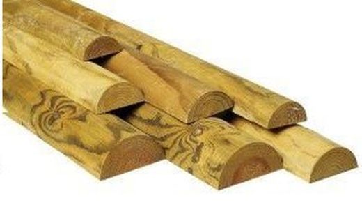 Medio rollizo en madera de pino, ø125mm de diámetro