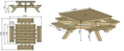 Mesa de picnic - CARRA - Adaptado para 8 personas