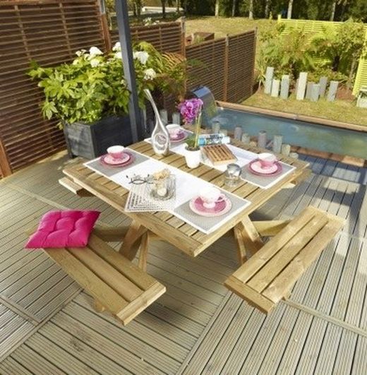 Mesa de picnic - CARRA - Adaptado para 8 personas