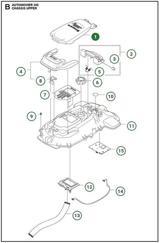 Tapa display y altura de corte Automower 305 (2020->)